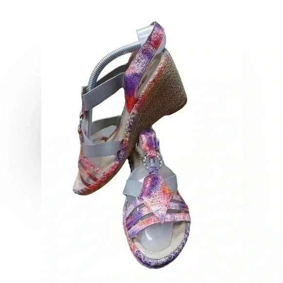 Remonte Metallic Espadrilles Wedge Sling Back Sandals Size 38 - Picture 2 of 8